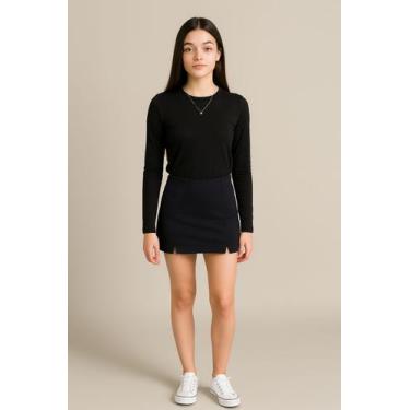 Imagem de Short Saia Juvenil Confortável com Fenda Frontal  Moda Casual Elegante