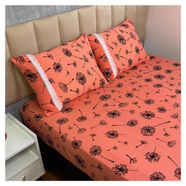 Imagem de Jogo de Lençol de Malha Casal 3 peças Estampado 100% Algodão Elástico 