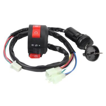 Imagem de ABCERRSI Interruptores de desligamento de guidão com chave de ignição compatível com motocicleta quadriciclo quadriciclo de 50cc 70cc 90cc 110cc 125cc 150cc