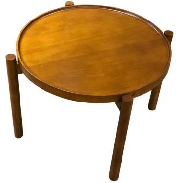 Imagem de Mesa Centro Mayer Alta Tampo e Pés em Madeira Tauari cor Noce 65 cm - 