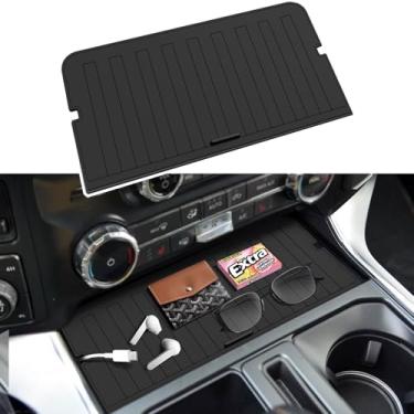 Imagem de GZSH Organizador de console central para F150 2021-2025 / Lightning XLT 2022-2024 com forros de borracha e orifício USB Keep Clean and Organized Deep Center Console Tray Perfect for F150 Right in