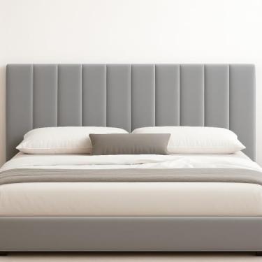 Imagem de Cabeceira Cama Box Solteiro – Painel Estofado com Módulos em Veludo Luxo – Instalação Sem Furos – Toque Macio e Visual Sofisticado