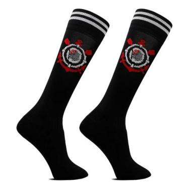 Imagem de Meião de Futebol Corinthians Infantil Juvenil Oficial Rikam, Preto, GG