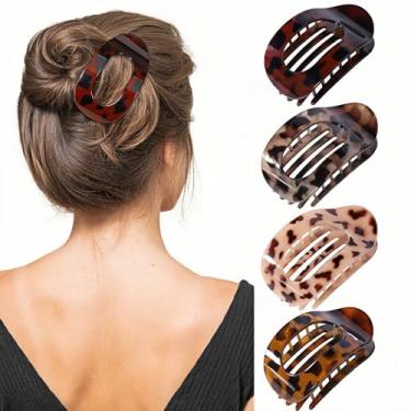 Imagem de 4/5/6/8 peças de grampos de cabelo planos redondos para mulheres - presilhas ovais de bico de pato de fixação forte, clipes antiderrapantes para cabelos grossos e finos | Acessórios de cabelo