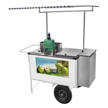 Imagem de Carrinho de Água de Coco Cefaz Branco Rodas Pneumáticas e Toldo BL22P/