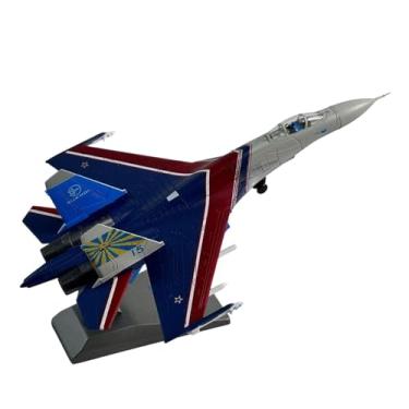 Imagem de Dynwave Aeronave de alto desempenho SU-27 1/100 com suporte, decoração colecionável, modelo de avião de simulação para mesa de escritório, centro de mesa,