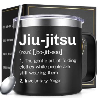 Imagem de Lifecapido Presentes de Jiu Jitsu para homens, caneca de café isolada com definição de Jiu Jitsu 400 ml, presentes de aniversário e Natal para amantes de Jiu Jitsu, jogadores de Jiu Jitsu, treinador