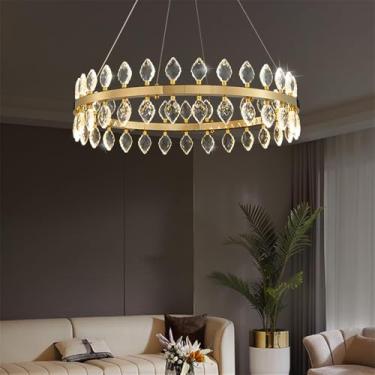 Imagem de Luxo Moderno Sala De Estar Cristal Lustre LED Moda Criatividade Restaurante Quarto Villa Hotel Duplex Lâmpada Pendente (G D80CM 1 anel)