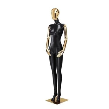 Imagem de Mannequin Manequins de varejo com corpo feminino sexy e braços galvanizados, manequim humano em pose, prateleira de exposição de roupas de 72,83 pol. de altura(Gold)