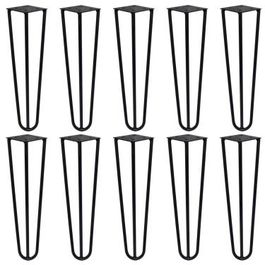 Imagem de Kit 10 Pés De Metal 30 Cm Mesa De Canto Rack E Puffs Preto