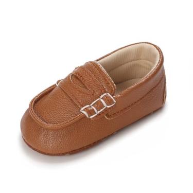 Imagem de LONSOEN Mocassins de couro para recém-nascidos para bebês meninos e meninas, Marrom 253, 12-18 Months Toddler