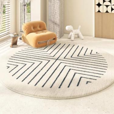 Imagem de Tapetes minimalistas modernos para decoração de quarto, sala de estar, área grande, tapete redondo, grosso, pelúcia, sala de estar (200x200 cm/E)