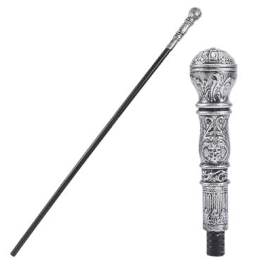 Imagem de GORGECRAFT Bengala vintage antiga vitoriana de 146,6 cm de comprimento, fantasia de cetro, bengala de plástico, punk, adereço com puxador superior de cor cobre prata para eventos temáticos de