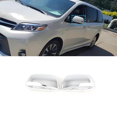 Imagem de ERIDANUS Acessórios automotivos para Toyota Sienna 2020 2019 2018 2017 2016 2015 2014 2013 2012 2011 capa de acabamento de moldagem de espelho lateral retrovisor de carro (cromado prata) ABS 2 peças