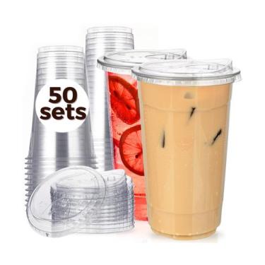 Imagem de Copos descartáveis Aatriet de 32 onças de plástico transparente com ta