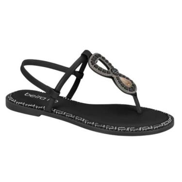 Imagem de Sandalia Feminina Rasteira Calce Facil Beira Rio 8472415, Preto, 35