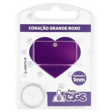 Imagem de Plaquinha de Identificação Personalizada - Coração Roxo G - PETSTAGS