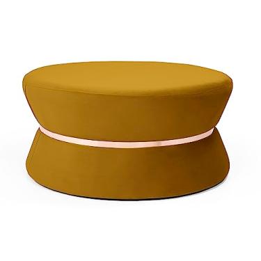 Imagem de Puff Fritz grande veludo mostarda cinto rose gold