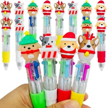 Imagem de Mini caneta multicolorida de Natal em uma 4 em 1 lindas canetas esferográficas kawaii de tinta sortidas para crianças, presente de aniversário, férias de inverno, presente de estudante, material