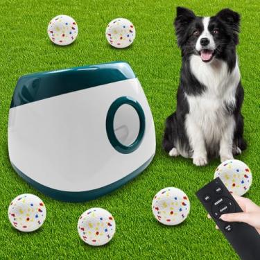 Imagem de Lançador automático de bolas para cães, lançador de bolas interativo atualizado com 3 distâncias de 29 a 79 pés, lançador de bola de controle remoto para cães médios e grandes, 5 bolas Etpu incluídas