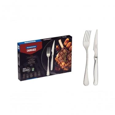 Imagem de Jogo Para Churrasco Tramontina Zurique Aço Inox Facas Fio Serrilhado 12 Peças