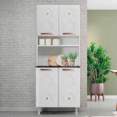 Imagem de Paneleiro em Aço Mirage 4 Portas 3 Prateleiras Branco - Telasul