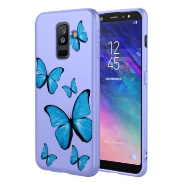 Imagem de KOARWVC Capa de telefone para Galaxy A6 Plus 2018, capa para Samsung J8 2018 SM-A605 capa de telefone fofa com padrão de borboleta protetora macia TPU para Samsung Galaxy A6 Plus 2018 borboleta roxa