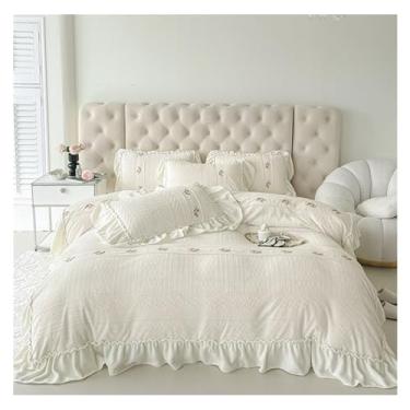 Imagem de AKALNNB Jogo de cama com edredom fofo e felpudo, conjunto de quatro peças, conjunto de cama quente de veludo de leite, conjunto de colcha e edredom