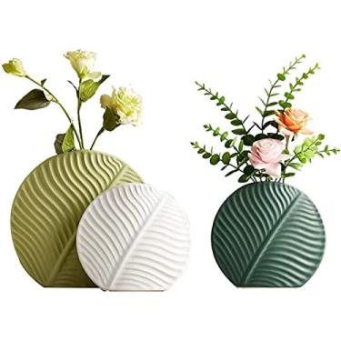 Imagem de Conjunto de 3 vasos de cerâmica para decoração de casa, vasos de flores nórdicos para sala de estar, mesa de jantar, estante de livros, cozinha, escritório, vasos de casa, vaso de flores, decoração de
