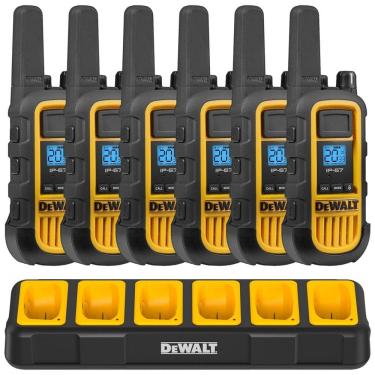 Imagem de Kit 6 Rádio Walkie Talkie 2W Bidirecionais de Longo Alcance com Carregador de Grupo, DEWALT DXFRS800