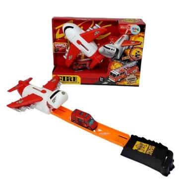 Imagem de Pista Lançador Missão Bombeiro Avião Com Carrinho Fire Lança Carrinho 