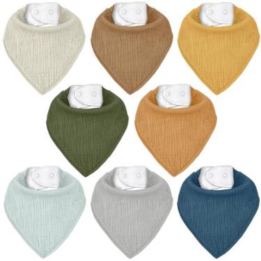 Imagem de Babadores de bebê CIVARUA KIDS, pacote com 8 unidades, algodão macio e