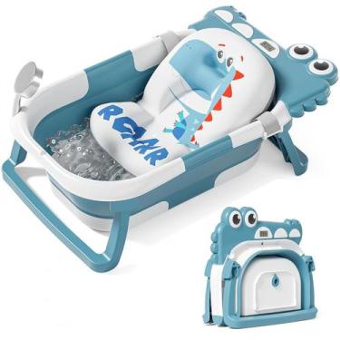 Imagem de Banheira de bebê TPN dobrável com almofada e termômetro 67x42x21cm