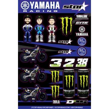 Imagem de D'cor Visuals MEY TeamDecal Folha de adesivos para Dirt Bike & Motocross – Kit de gráficos de vinil de 12 mil, compatível com Yamaha – Pacote de emblemas, 48 cm x 30 cm Tomac, Webb, Deegan Racing