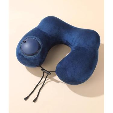 Imagem de Travesseiro de pescoço de viagem, travesseiro inflável de pescoço em forma de U para escritório, viagens, dormir