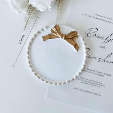 Imagem de Bandeja de armazenamento de brincos de poliéster redonda quadrada placa decorativa colar de prato retrô (estilo A)