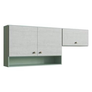 Imagem de Armário De Cozinha 3 Portas 170cm Viena Cr20039 Verde/snow - MULTIMOVE