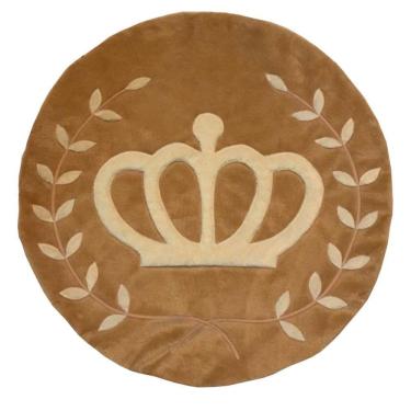 Imagem de Tapete Pelúcia Coroa Ramos 90Cm X 90Cm Quarto Infantil Base Emborrachado - Caramelo