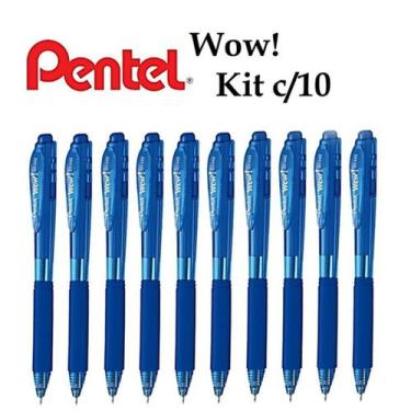 Imagem de Kit 10 Caneta Gel EnerGel Wow Azul 0.7MM PENTEL