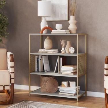 Imagem de Estante Industrial e Aparador Com 3 Prateleiras Arenas/Dourado - Placa