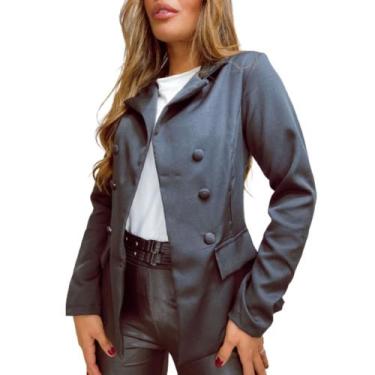 Imagem de Blazer Luxo Botões Forrados Moda Feminina R068 - stylestore, Preto, G