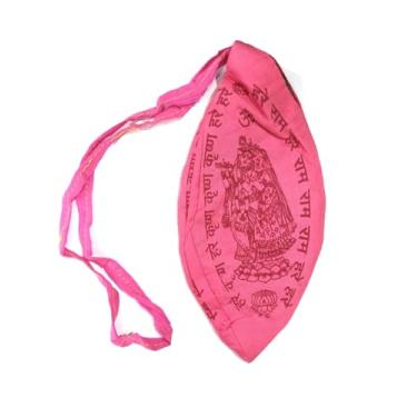 Imagem de GRI9 Gaumukhi Jap Mala Bolsa Hare Ram Hare Krishna Design Indiano Artesanato Algodão Mala Cantar Oração Jholi Mantra Japa Meditação e Yoga Bolsa de Oração (Rosa)