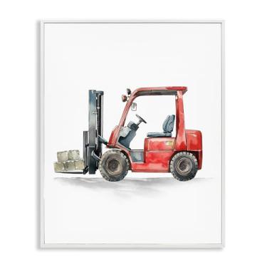 Imagem de Stupell Industries Arte giclée emoldurada preta Empilhadeira de caminhões de trabalho, design por Christine Simpson Art, 50 x 40 cm