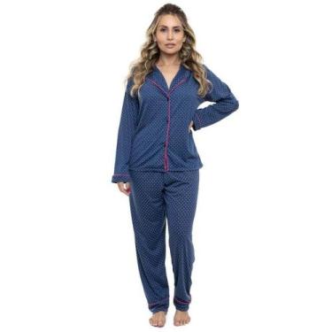 Imagem de Pijama Americano Longo Sepie 623 Poá, G, Marinho