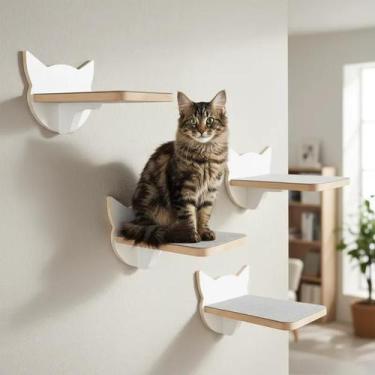 Imagem de Playground Gato 4pçs com Carpete Antiderrapante Resistente - BT WOOD, 