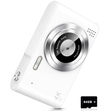 Imagem de Câmera digital, câmera para crianças, câmeras digitais UHD 4K 48 MP Point and Shoot com cartão SD de 64 GB e zoom digital 16X antivibração, pequeno presente compacto portátil para meninos, meninas