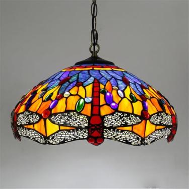 Imagem de Luminária pendente contemporânea de luxo em vidro colorido com LED, estilo retrô americano, ideal para sala de estar, restaurante, quarto, hotel, casa de campo, corredor, café, bar ou escada