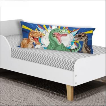 Imagem de Travesseiro de Corpo Personalizado 90x30cm com Fibra Siliconada – Estampa Astronauta para Cama de Solteiro (DINOSAURO-1481)