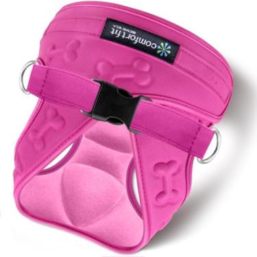 Imagem de Peitoral para cães com ajuste confortável, sem puxar, sem escape, fivelas ajustáveis, macio, acolchoado, refletivo, para cães e filhotes de cachorro pequenos, médios e grandes