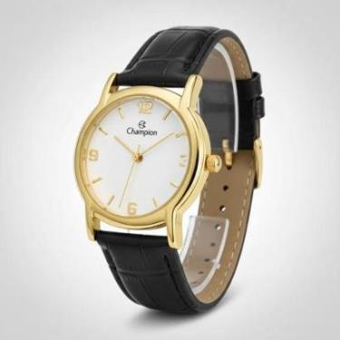Imagem de Relogio feminino dourado pulseira de couro 32mm Champion CN24575B-Feminino